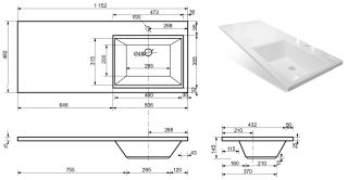 Раковина над стиральной машиной Эстет Даллас ФР-00001937 П 115см белый
